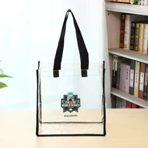 Rainbow Women Beach Clear Bags Shopping Bag Plastic Tote Custom Logo Transparent Pvc Bags for Stadium
