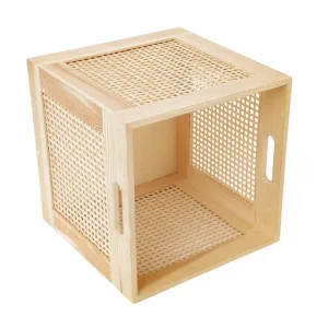 Rattan Wood Storage Basket Tabletop Storage Box Bamboo Porch Box Wooden Rattan Storage Basket