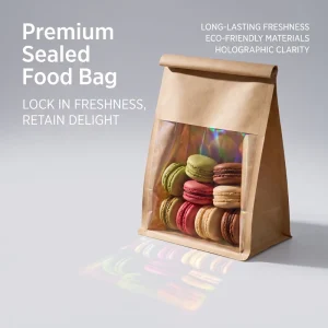 Ready made Durable Eight sided Sealed PET+PE Packaging Bags Toast Baking Self sealing Kraft Paper Bags