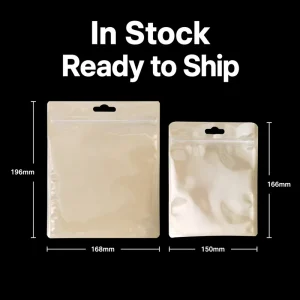 Ready made Transparent Front & Kraft Paper Back Packaging Bag with Self Sealing Zipper & Hanging Hole”