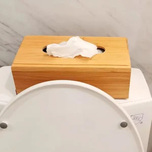 Rectangle Bamboo Tissue Paper Cover Stand for Bathroom Dining Table Bedroom Office Toilet Tissue Box Cube Dispenser