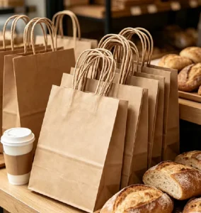 Recyclable Biodegradable Eco Friendly Kraft Paper Wig Bags Twisted Handles for Hair Supermarket Promotion Exhibition