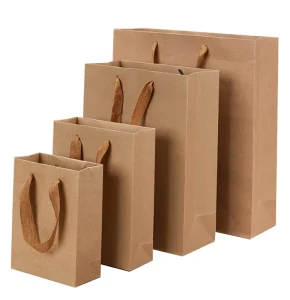 Recyclable Classic Kraft Paper Bag with Cotton Rope Handle for Promotion and Supermarket Use