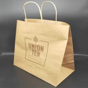 Recyclable Custom Logo Brown Kraft Paper Shopping Bags 120gsm Durable Retail Tote Bags Embossing Gold Foil Takeaway Gift