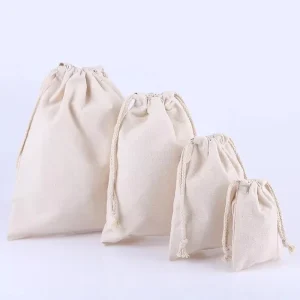 Recyclable Custom Logo Printed Large Cotton Linen Dust Bag for Packaging Handbag Organic Cotton Drawstring Dust Bag