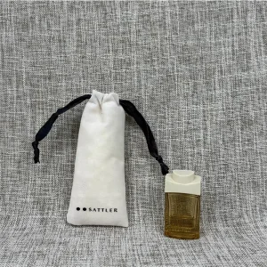 Recyclable Custom Logo Printed Soft Beige Velvet Pouch for Jewelry Storage Drawstring Dust Bag