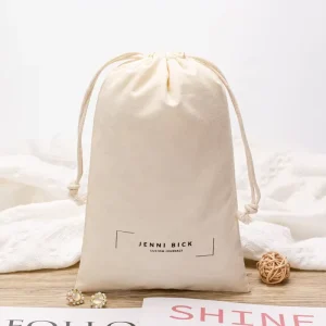 Recyclable Custom Personalized Plain Dust Pouch Eco Natural Organic Cotton Drawstring Jewelry Gift Bag With Logo