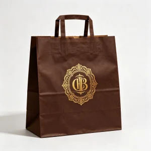 Recyclable Customized Take Away Food Bag Fashion Shopping Bag Brown Kraft Paper Bags