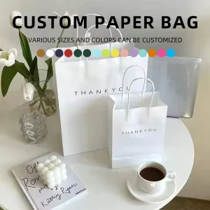 Recyclable Disposable Brown Kraft Flat Handle Food Grade Gas Station Hot Snack Packing Paper Bags