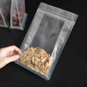 Recyclable Dried Food Storage Heat Seal Clear Transparent Flat Bottom Plastic Ziplock Food Packaging Bags