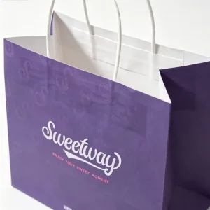 Recyclable Eco Friendly Kraft Paper Bag with Handle Custom Logo and Flexo Printing for Food Promotion and Craft Use