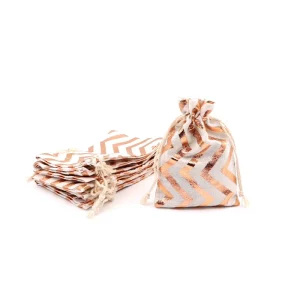 Recyclable Gold Stamped Drawstring Cotton Dust Pouch for Cosmetics Candle and Craft Use