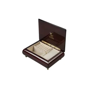 Recyclable High Gloss Wooden Music Jewelry Box Built In Hidden Musical Mechanism & Inner Mirror Custom Engraved Logo Available