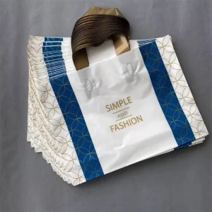 Recyclable LDPE Soft Loop Handle Reusable Side Gusset Plastic Bags for Supermarket Shoes Clothing Packaging Custom Logo Large