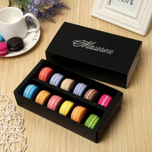 Recyclable Luxury Biscuit Gift Food Macaron Packaging Craft Paper Rigid Boxes with Matt Lamination and Embossing Eco-friendly