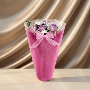 Recyclable Non Woven Organza Sleeves with Printed for Fresh Bouquet Flowers Supermarket Use