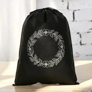 Recyclable Non Woven Simple Drawstring Storage Pouches Custom Logo Dust Bags for Clothing Protection