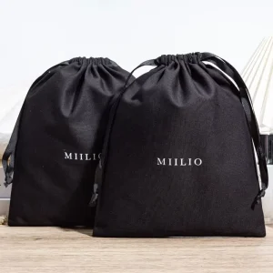 Recyclable Organic Cotton Drawstring Shoe Packaging Bags with Screen Printing and Custom Logo Dust Bag