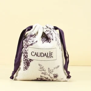 Recyclable Organic Cotton Dust Drawstring Bag Custom Logo Printed Pouch for Cosmetic Skincare Perfume Daily Beauty Storage
