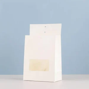 Recyclable Retro Style Kraft Paper Dim Sum Bag Self-Supporting Plastic Carrier Zipper Top Snowflake Crisp Socks Shoes
