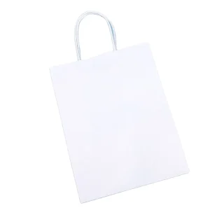 Recyclable Shopping White Kraft Paper Bags for Coffee & Food Promotion Supermarket Use Flexo Printed Custom Drawstring