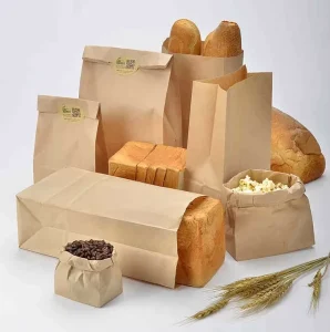 Recyclable Square Bottom Without Handle Bread Paper Bag Kraft Paper Beverage Customizable Flexo Printing