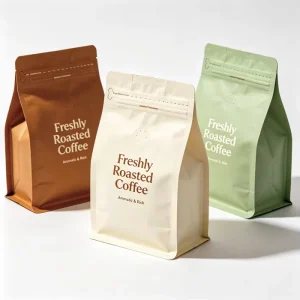 Recyclable ZipLock Coffee Sugar Bags Kraft Paper Moisture Proof Square Bottom Coffee Bag