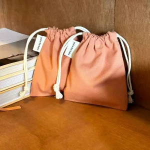 Recycled Cotton Drawstring Bags for Watch Rings & Earrings Packaging Dust Bag with Double Strings