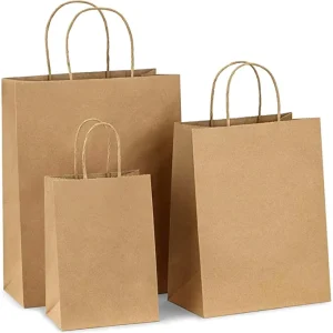 Recycled Custom Printed Logo Restaurant Food Takeaway Take Out Packaging White Brown Kraft Shopping Paper Gift Bag With Handles