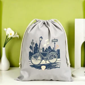 Recycled Eco Canvas Draw Backpack Reusable String Bag with Custom Logo for Grocery Fruit Vegetable Shopping Storage