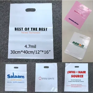 Recycled Ldpe Custom logo Printed Plastic Shopping Bag Heavy Duty Poly Die-cut Bag for Business