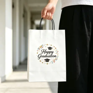 Recycled Luxury Cream Beige Kraft Paper Shopping Bag with Your Own Logo Ribbon Handle Bow for Gift Packaging Custom Printing