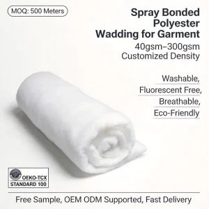 Recycled Polyester Wadding 100GSM GRS Eco Friendly Hypoallergenic Fill For Pillow Cushion Insert OEM