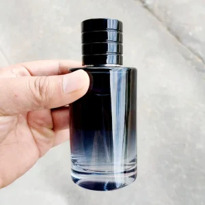Refillable Screen Printed Gradient Blue Men Parfum Botol 30ml 1oz Cylinder Cologne Atomizer Spray Frosted Glass