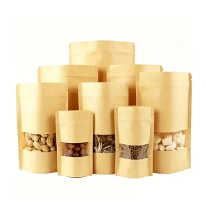 Resealable Ziplock Stand up Bag Pouch Brown Kraft Paper Coffee Bag Tea Bags Packaging for Food Storage