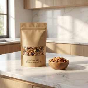 Resealable Zipper Kraft Paper Stand up Bag for Food Packaging