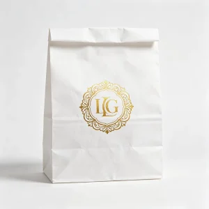Restaurant Cafe Custom Logo Printed Food Takeaway Grocery Shopping Take Out Packaging Brown Recycled Kraft Paper Bag With Handle