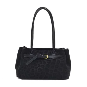 Retro Leopard Print Tote Bag for Women Large Capacity Fashionable Versatile Soft Leather Single Shoulder Handbag
