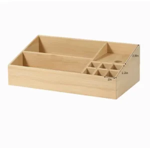 Retro Multifunction Wooden Desktop Solid Wood Storage Box for Cosmetic and Skincare Products