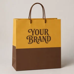 Retro Two Tone Paper Carrier Bag with Custom Logo for Coffee Food Gifts Boutique Shopping Packaging Bag