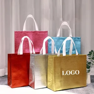 Reusable Biodegradable Custom Laser Logo Non woven Fabric Tote Bag Supermarket Shopping Gift Packaging
