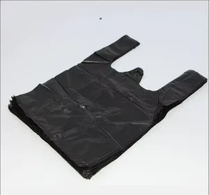 Reusable Black Personalized Retail LDPE Plastic Shopping Bags with Button Closure and Silk Screen Printing