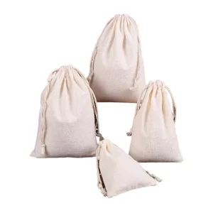 Reusable Canvas Fabric Muslin Dust Sublimation Pouch String Bags Black Large Zipper Closure Waterproof Birthday
