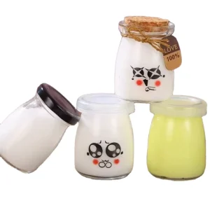 Reusable Clear Round Glass Pudding Jars with Lids 100ml 150ml 200ml 300ml 3oz 7oz 10oz for Yogurt Pudding Milk Jam