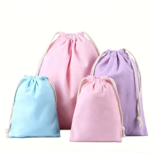 Reusable Custom Cartoon Pattern Different Size Canvas Muslin Gift Package Dust Bag Cotton Drawstring Shopping Bag