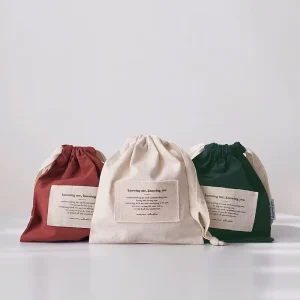 Reusable Custom Label Cotton Drawstring Bag with Silk Screen Printing Soft Dust Pouch for Packaging & Gift Storage