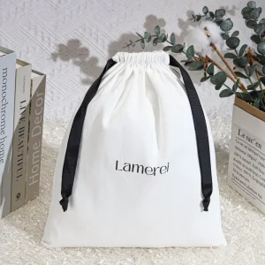 Reusable Custom Logo Printed Cotton Twill Drawstring Bag for Shoe Handbag Muslin Cotton Clothes Hair Dust Pouch