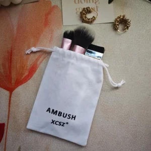 Reusable Custom Logo Printed Velvet Fabric Jewelry Pouch Small Drawstring Gift Storage Packaging Cosmetic Dust Velvet Bag