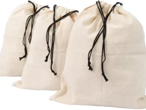 Reusable Drawstring Shoe Storage Bags for Travel Cotton Fabric Washable Dust Covers 3 Medium 19’x15′