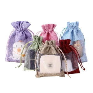 Reusable Dust Drawstring Jute Sacks Date Coin Record Burlap Bags Jute Tote Pouches for Cocoa Bags Packaging